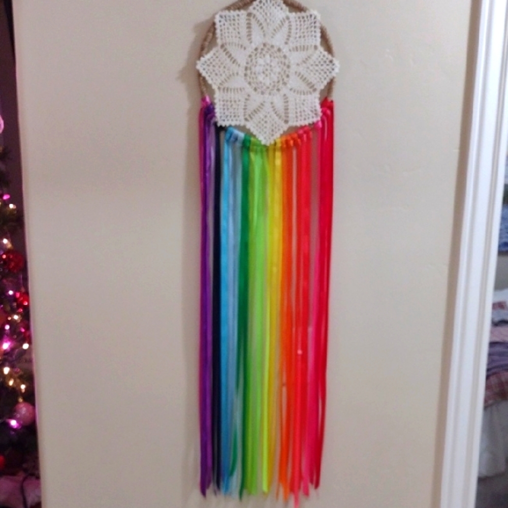 Handmade Dreamcatcher PRIDE with Rainbow Ribbon, very simple